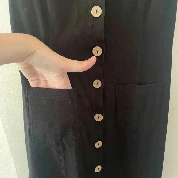 Sleeveless FP BEACH Black Dress W/ Buttons Size small Pre Owned - Picture 3 of 11